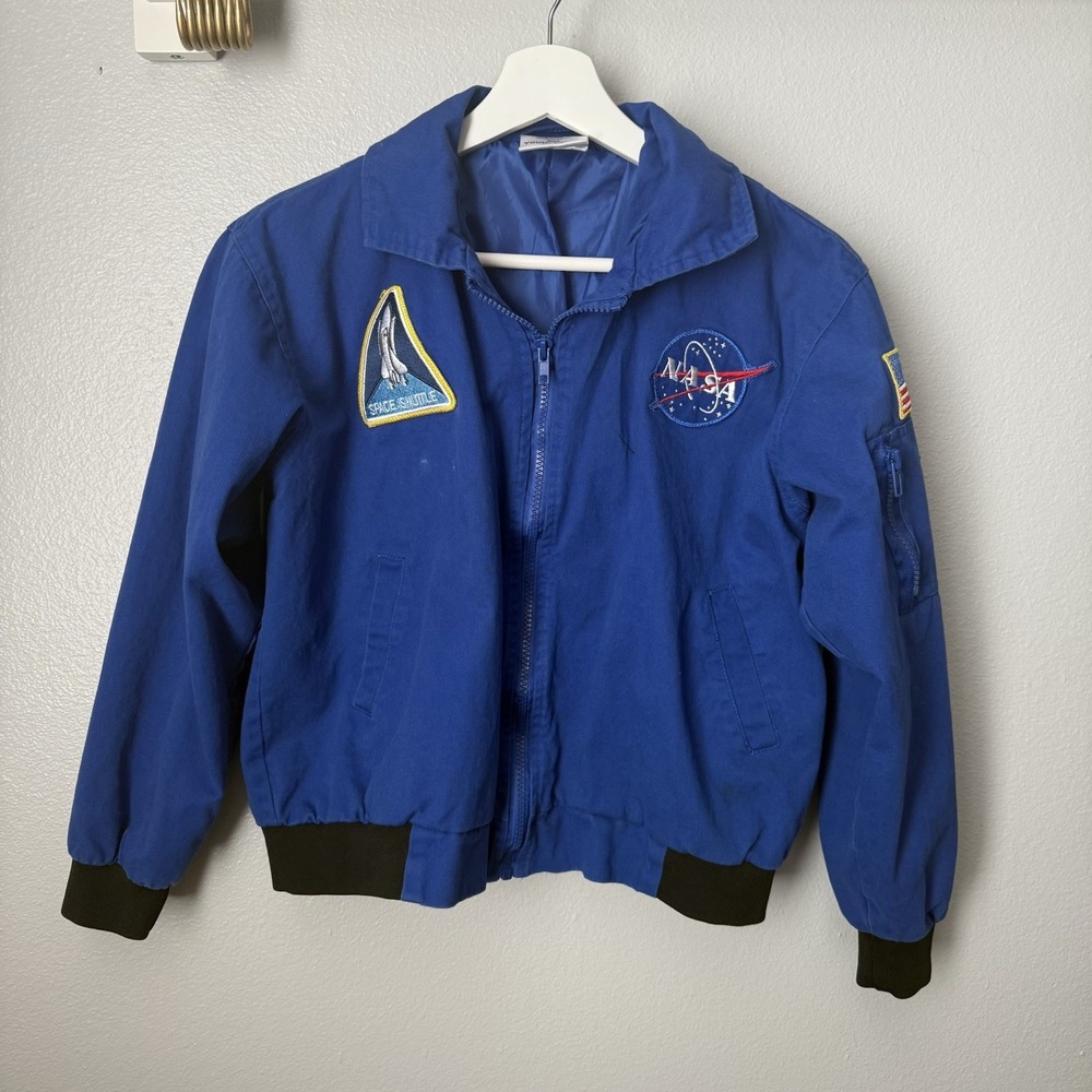 Aeromax Kids Large NASA Astronaut Zip Up Lined Space Flight Jacket Blue
